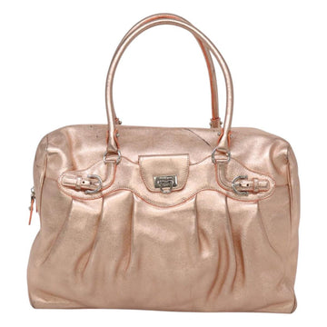 Salvatore Ferragamo Gancini Shoulder Bag Leather Silver Pink gold Auth 124430 - 0