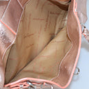 Salvatore Ferragamo Gancini Shoulder Bag Leather Silver Pink gold Auth 124430-21