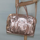 Salvatore Ferragamo Gancini Shoulder Bag Leather Silver Pink gold Auth 124430-24