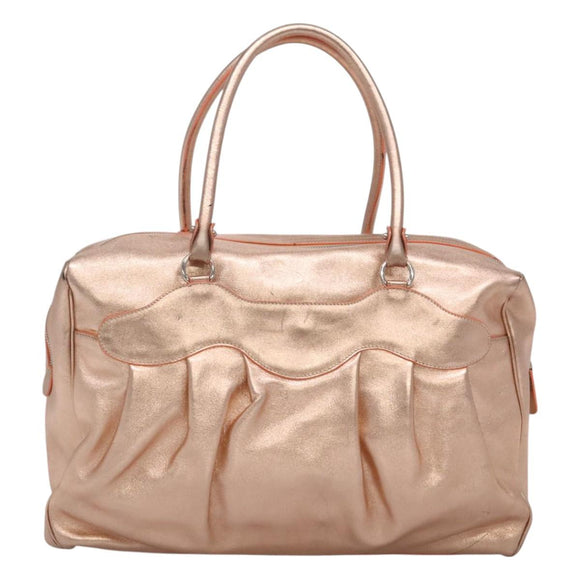 Salvatore Ferragamo Gancini Shoulder Bag Leather Silver Pink gold Auth 124430