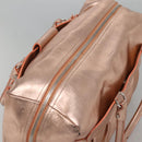 Salvatore Ferragamo Gancini Shoulder Bag Leather Silver Pink gold Auth 124430-6