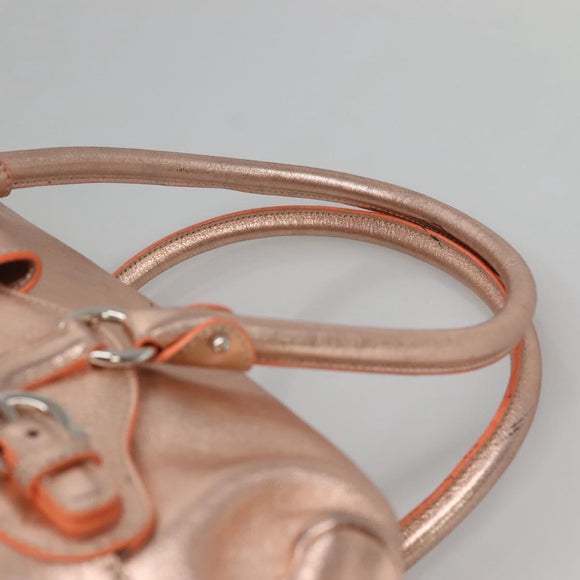 Salvatore Ferragamo Gancini Shoulder Bag Leather Silver Pink gold Auth 124430