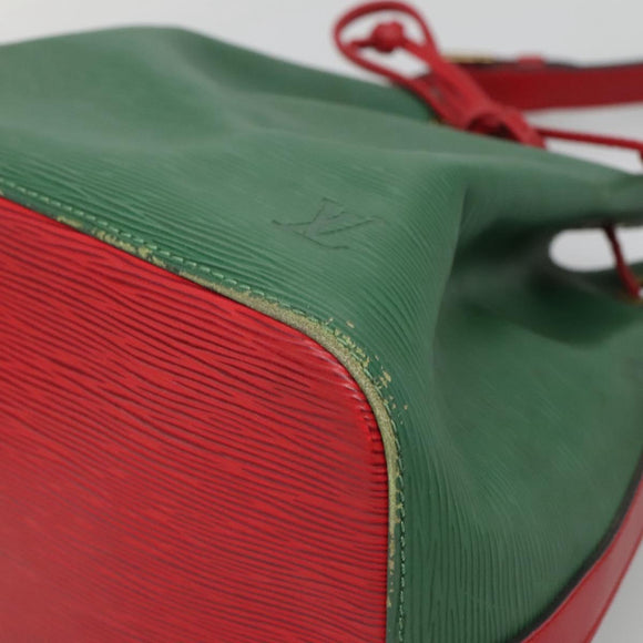 LOUIS VUITTON Epi Petit Noe Shoulder Bag Bicolor Green Red M44147 LV Auth 124434