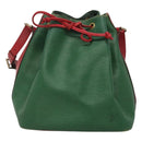 LOUIS VUITTON Epi Petit Noe Shoulder Bag Bicolor Green Red M44147 LV Auth 124434-13