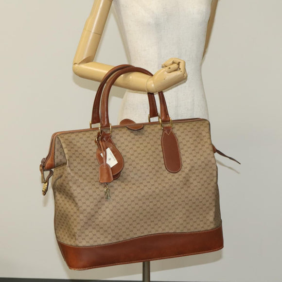 GUCCI Micro GG Supreme Boston Bag PVC Beige Gold 012 024 0467 45 Auth 124459