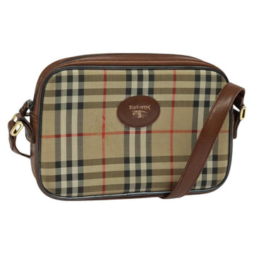 Burberrys Nova Check Shoulder Bag Canvas Beige Gold Auth 124461