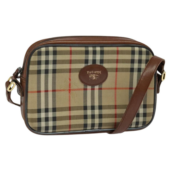 Burberrys Nova Check Shoulder Bag Canvas Beige Gold Auth 124461