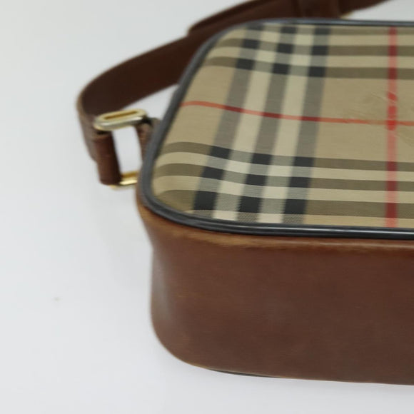 Burberrys Nova Check Shoulder Bag Canvas Beige Gold Auth 124461