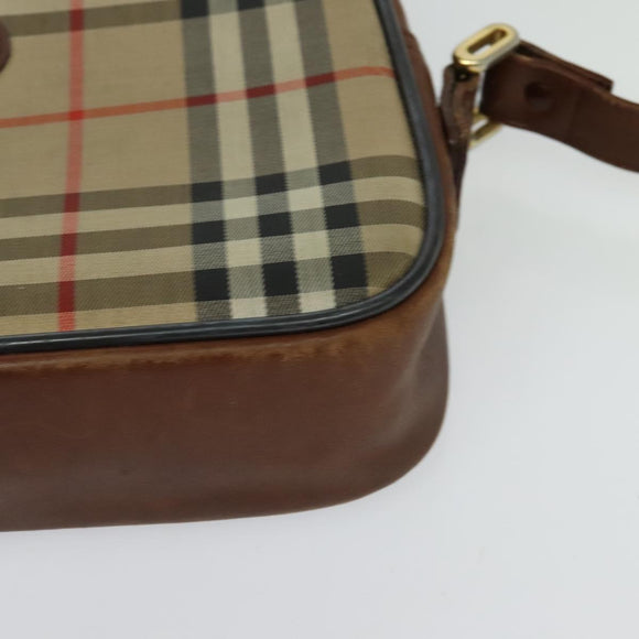 Burberrys Nova Check Shoulder Bag Canvas Beige Gold Auth 124461