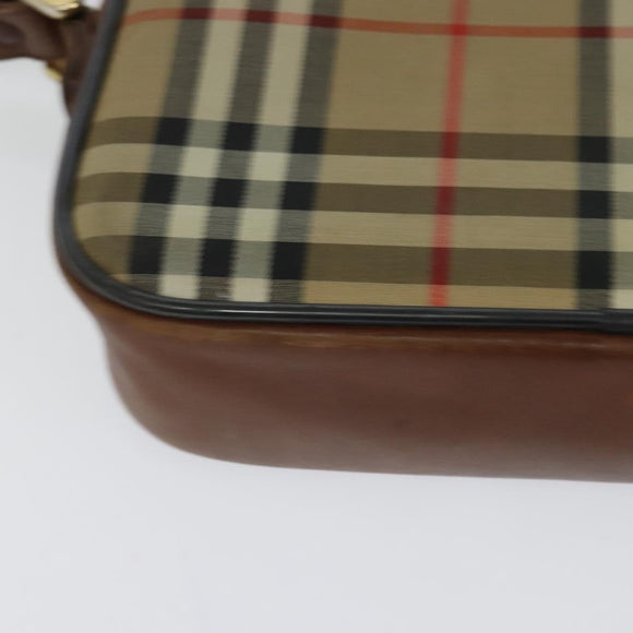 Burberrys Nova Check Shoulder Bag Canvas Beige Gold Auth 124461