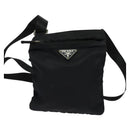 PRADA Shoulder Bag Nylon Black Silver Auth 124484-13