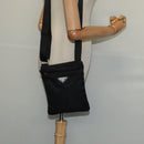 PRADA Shoulder Bag Nylon Black Silver Auth 124484-21