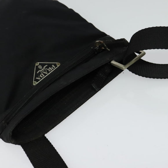 PRADA Shoulder Bag Nylon Black Silver Auth 124484