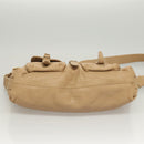 BVLGARI Shoulder Bag Leather Beige Gold Auth 124489-5