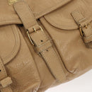 BVLGARI Shoulder Bag Leather Beige Gold Auth 124489-19