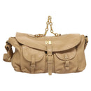 BVLGARI Shoulder Bag Leather Beige Gold Auth 124489-13