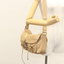 BVLGARI Shoulder Bag Leather Beige Gold Auth 124489-27