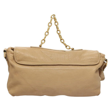 BVLGARI Shoulder Bag Leather Beige Gold Auth 124489 - 0