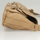 BVLGARI Shoulder Bag Leather Beige Gold Auth 124489-3