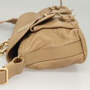 BVLGARI Shoulder Bag Leather Beige Gold Auth 124489-4