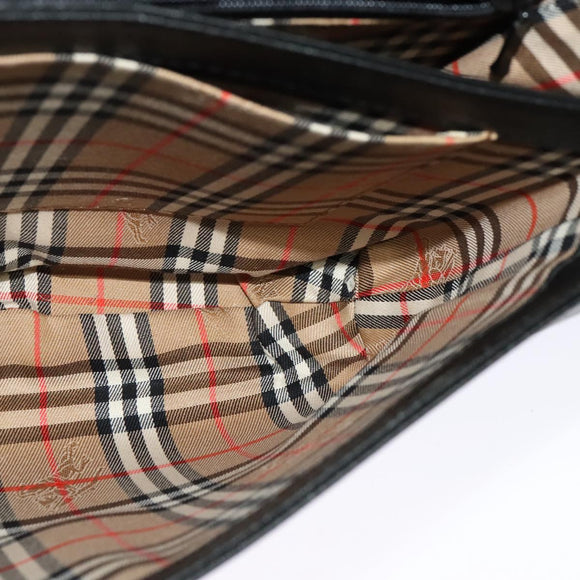 Burberrys Shoulder Bag Leather Black Gold Auth 124499