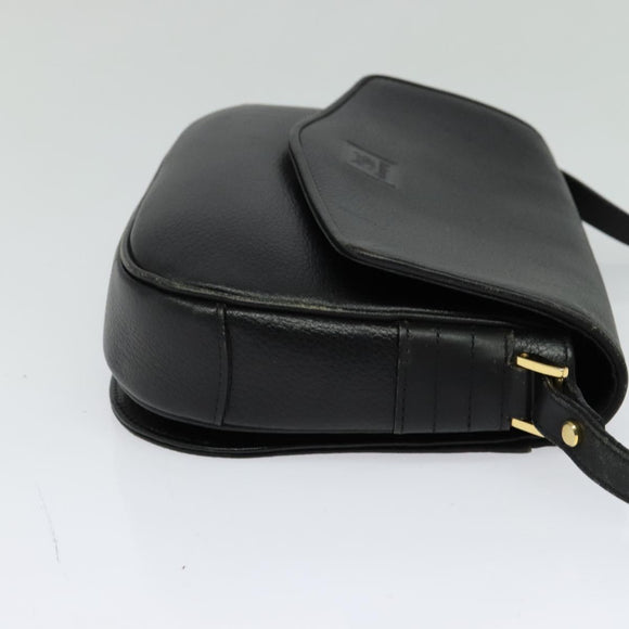 Burberrys Shoulder Bag Leather Black Gold Auth 124499