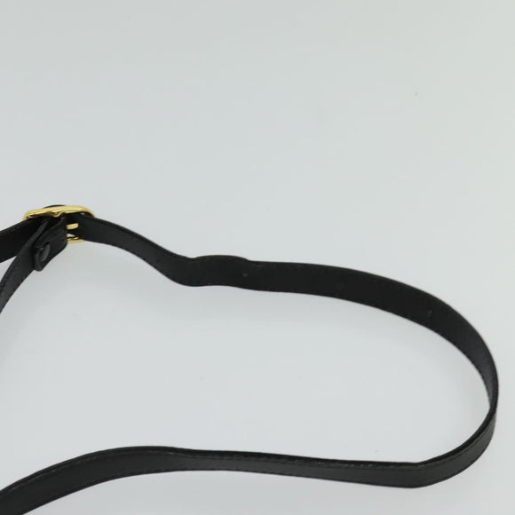 Burberrys Shoulder Bag Leather Black Gold Auth 124499