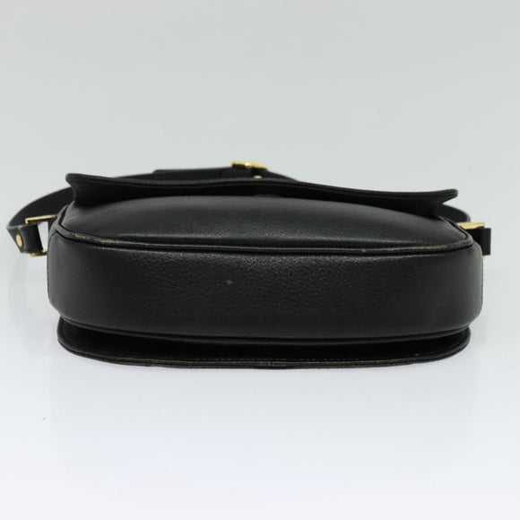 Burberrys Shoulder Bag Leather Black Gold Auth 124499