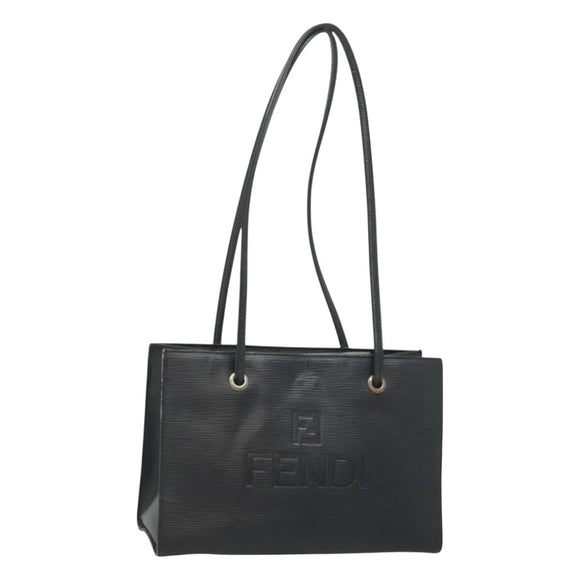 FENDI Shoulder Bag Leather Black Auth 124503