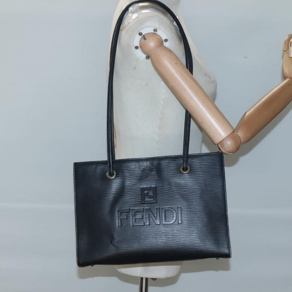 FENDI Shoulder Bag Leather Black Auth 124503
