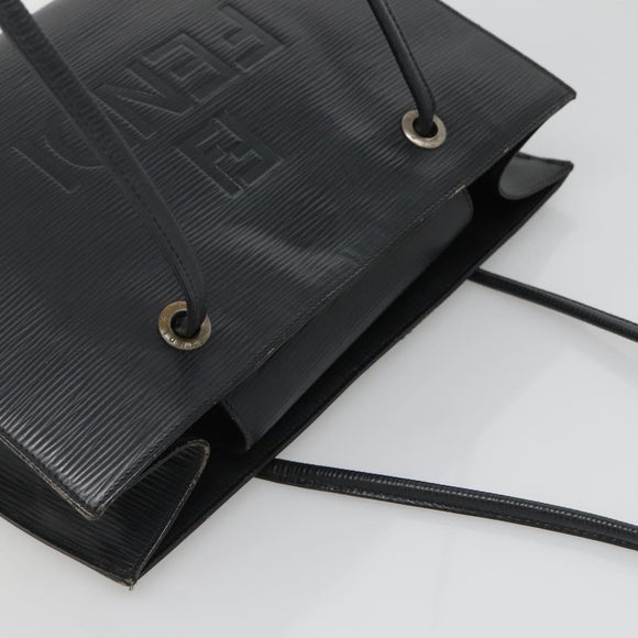 FENDI Shoulder Bag Leather Black Auth 124503