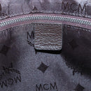 MCM Hand Bag Leather Dark Brown Silver Auth 124506-17