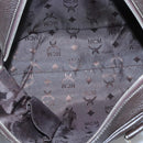 MCM Hand Bag Leather Dark Brown Silver Auth 124506-11