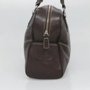 MCM Hand Bag Leather Dark Brown Silver Auth 124506-3
