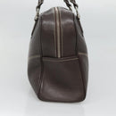 MCM Hand Bag Leather Dark Brown Silver Auth 124506-4