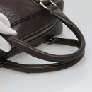 MCM Hand Bag Leather Dark Brown Silver Auth 124506-7