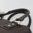 MCM Hand Bag Leather Dark Brown Silver Auth 124506-8