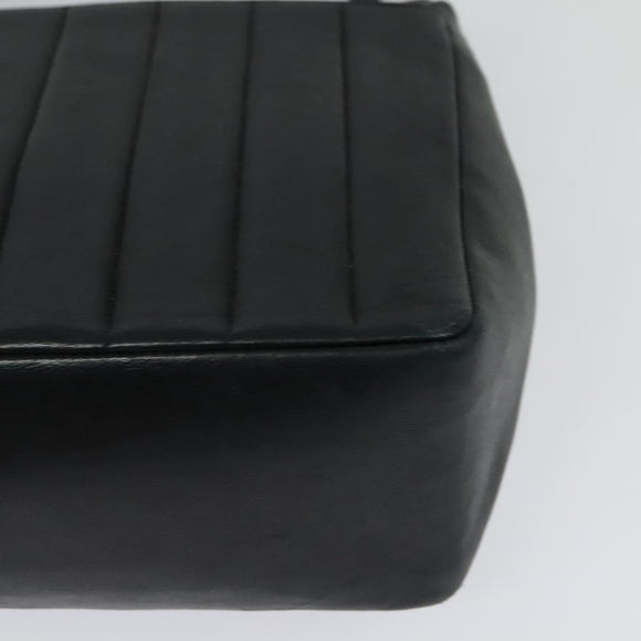 CHANEL Matelasse Mademoiselle Shoulder Bag Lamb Skin Black Gold CC Auth 124522