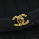 CHANEL Matelasse Mademoiselle Shoulder Bag Lamb Skin Black Gold CC Auth 124522-17