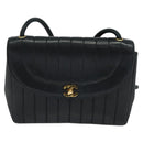 CHANEL Matelasse Mademoiselle Shoulder Bag Lamb Skin Black Gold CC Auth 124522-13