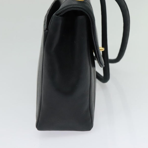 CHANEL Matelasse Mademoiselle Shoulder Bag Lamb Skin Black Gold CC Auth 124522