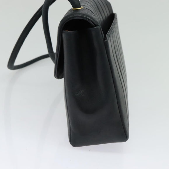 CHANEL Matelasse Mademoiselle Shoulder Bag Lamb Skin Black Gold CC Auth 124522