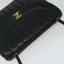 CHANEL Matelasse Mademoiselle Shoulder Bag Lamb Skin Black Gold CC Auth 124522-6