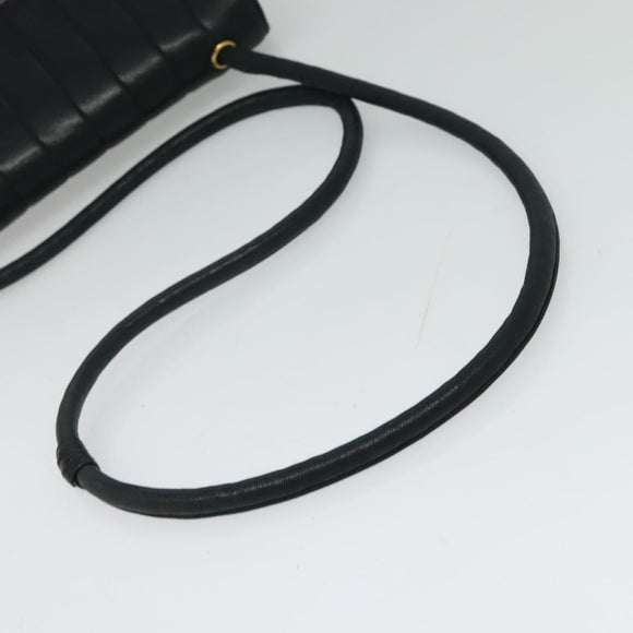 CHANEL Matelasse Mademoiselle Shoulder Bag Lamb Skin Black Gold CC Auth 124522