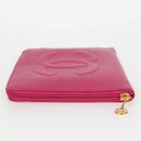 CHANEL COCO Mark Clutch Bag Caviar Skin Pink Gold CC Auth 124523V-4