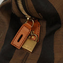 FENDI Pecan Canvas Hand Bag Brown Black Auth 124524-14
