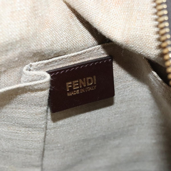 FENDI Pecan Canvas Hand Bag Brown Black Auth 124524