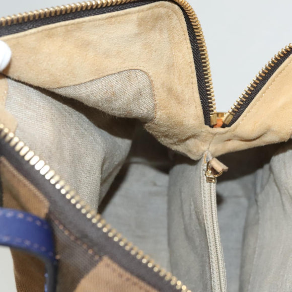 FENDI Pecan Canvas Hand Bag Brown Black Auth 124524