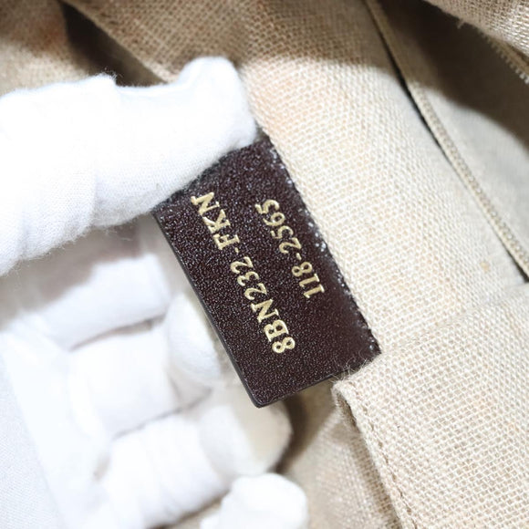FENDI Pecan Canvas Hand Bag Brown Black Auth 124524