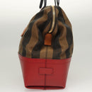 FENDI Pecan Canvas Hand Bag Brown Black Auth 124524-4